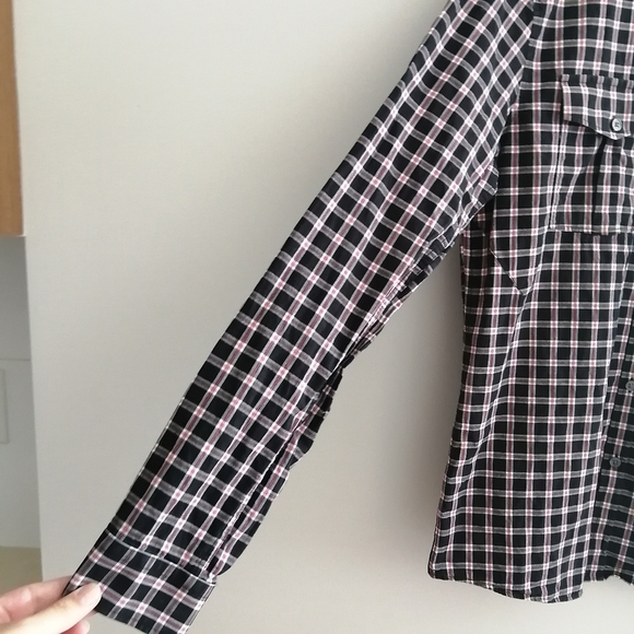 Zadig & Voltaire Men's Thibaut Button Up Red Black Plaid Chest Pockets Large - Picture 4 of 16